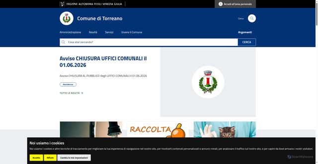 Security scan screenshot of https://www.comune.torreano.ud.it