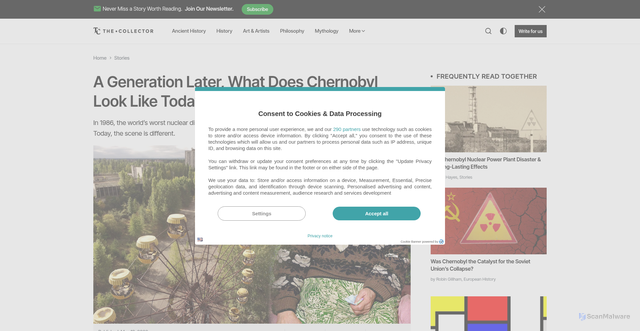 Security scan screenshot of https://www.thecollector.com/chernobyl-today/