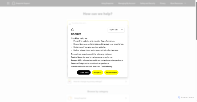 Security scan screenshot of https://snapchat.zendesk.com