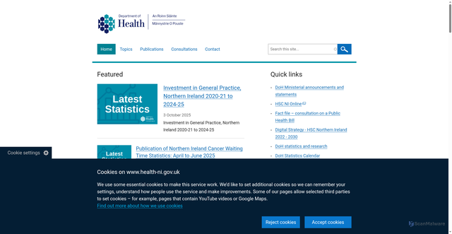 Security scan screenshot of https://www.health-ni.gov.uk/