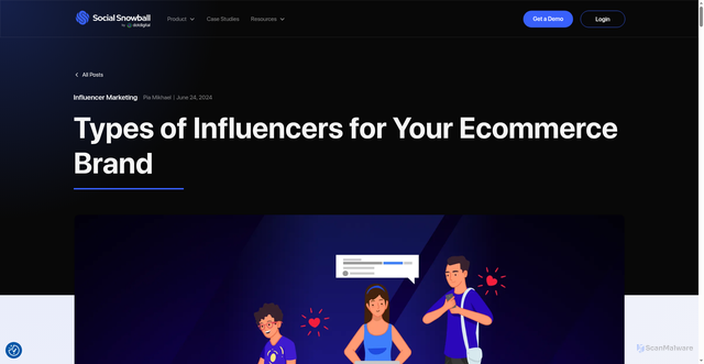 Security scan screenshot of https://www.socialsnowball.io/post/types-of-influencers