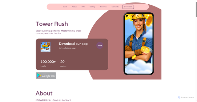 Security scan screenshot of http://towerrushgame-tz.site/