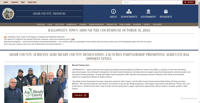 Security scan screenshot of https://adaircountymissouri.com/