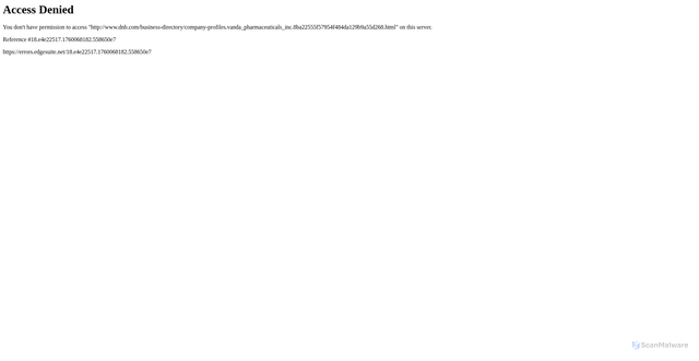 Security scan screenshot of https://www.dnb.com/business-directory/company-profiles.vanda_pharmaceuticals_inc.8ba22555f57954f484da129b9a55d268.html