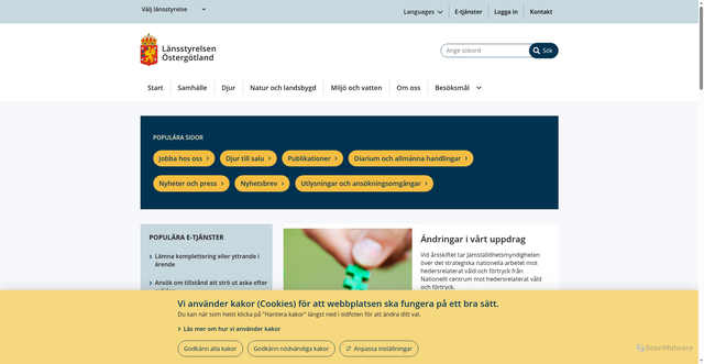Security scan screenshot of https://www.lansstyrelsen.se/ostergotland