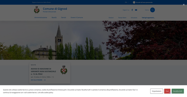 Security scan screenshot of https://comune.gignod.ao.it/