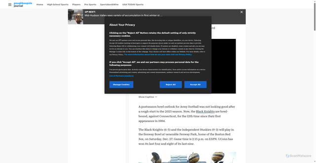 Security scan screenshot of https://www.poughkeepsiejournal.com/story/sports/college/2025/12/07/when-army-plays-uconn-in-fenway-bowl-game-time-date-tv-channel/87657824007/