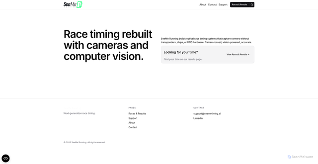 Security scan screenshot of https://seemerunning.nu