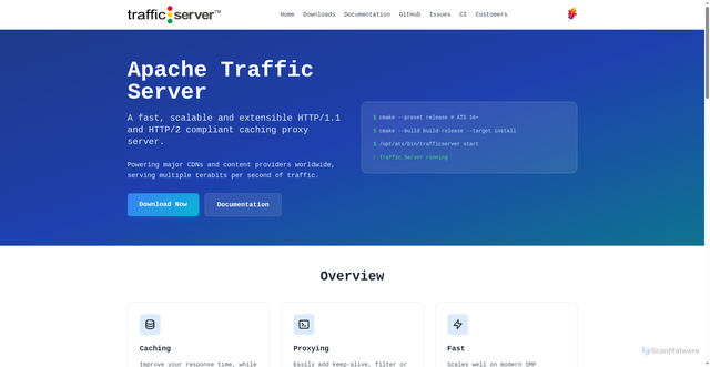 Security scan screenshot of https://trafficserver.apache.org