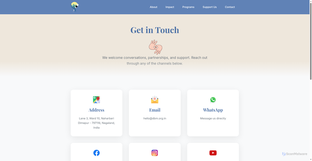 Security scan screenshot of https://dbm-org-in.pages.dev/contact.html