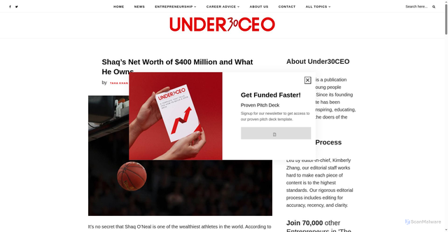 Security scan screenshot of https://www.under30ceo.com/shaqs-net-worth/