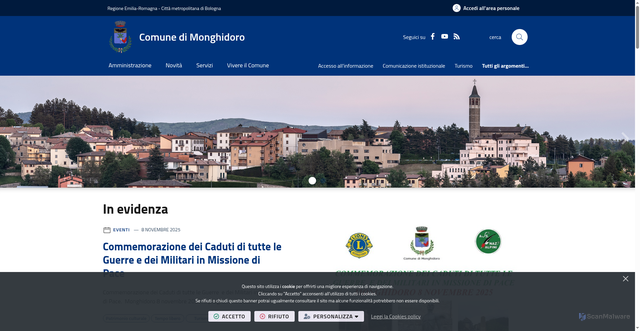 Security scan screenshot of https://www.comune.monghidoro.bo.it/it-it/home
