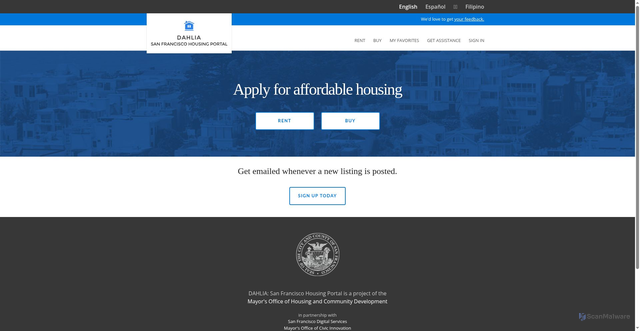 Security scan screenshot of https://housing.sfgov.org/