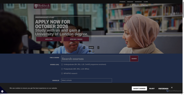 Security scan screenshot of https://www.bbk.ac.uk/