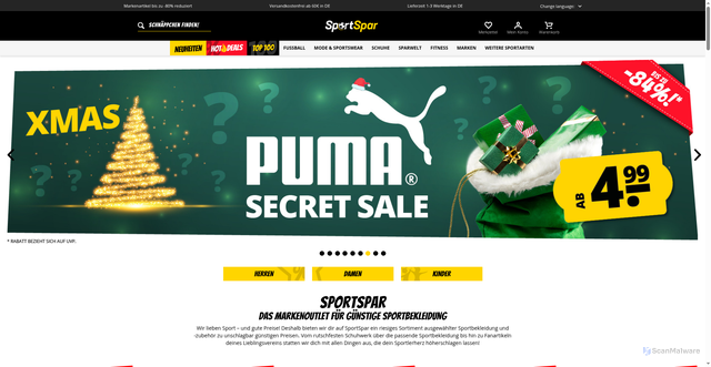 Security scan screenshot of https://www.sportspar.de