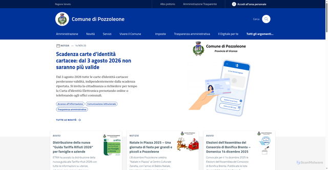 Security scan screenshot of https://www.comune.pozzoleone.vi.it/