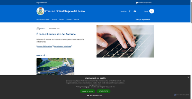 Security scan screenshot of https://www.comune.santangelodelpesco.is.it/it