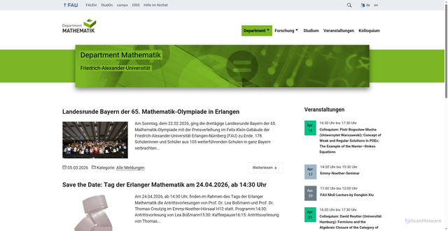 Security scan screenshot of https://math.fau.de