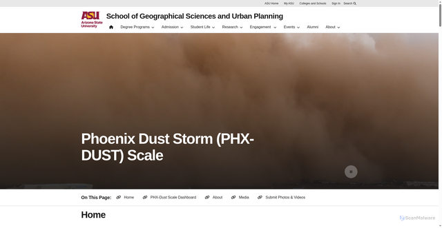 Security scan screenshot of https://sgsup.asu.edu/phoenixdust