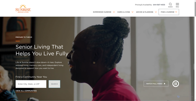 Security scan screenshot of https://sunriseseniorliving.com