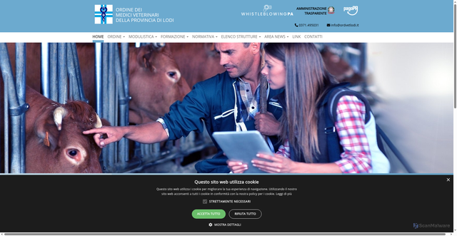 Security scan screenshot of https://www.ordvetlodi.it/