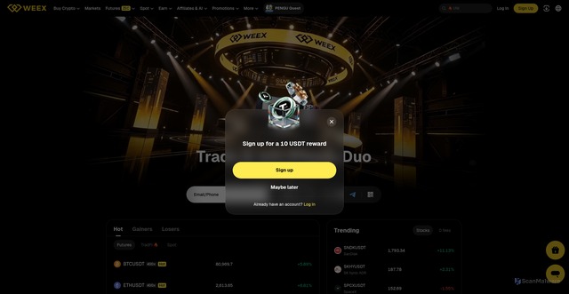 Security scan screenshot of https://weex168.ru