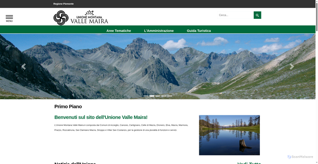 Security scan screenshot of https://www.unionemontanavallemaira.it/