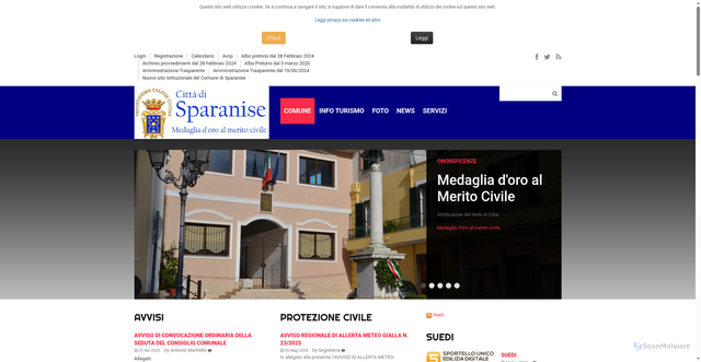 Security scan screenshot of https://www.comunedisparanise.it/