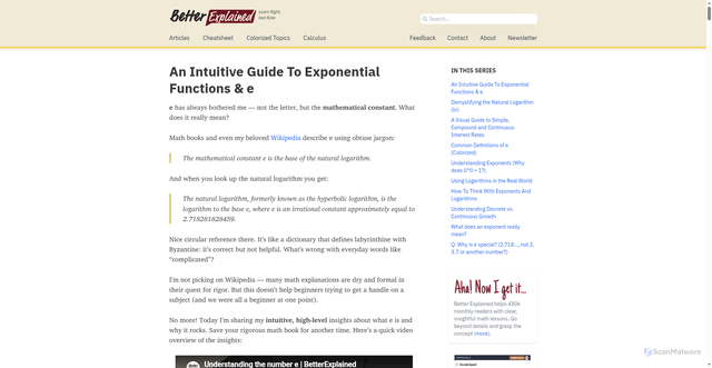 Security scan screenshot of https://betterexplained.com/articles/an-intuitive-guide-to-exponential-functions-e/