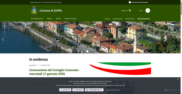 Security scan screenshot of https://www.comune.ghiffa.vb.it/it-it/home