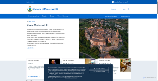 Security scan screenshot of https://www.comune.montecastrilli.tr.it/