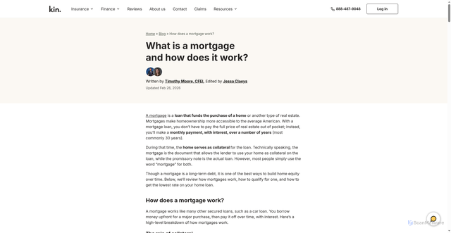 Security scan screenshot of https://www.kin.com/blog/what-is-a-mortgage/