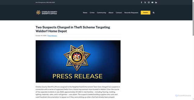 Security scan screenshot of https://www.ccso.us/press-releases/17401/