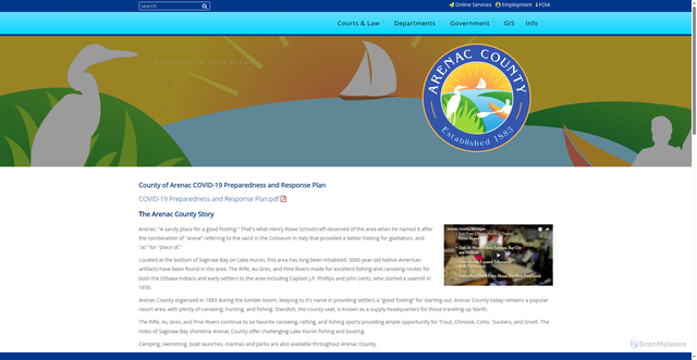 Security scan screenshot of https://arenaccountymi.gov/