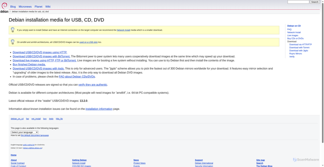 Security scan screenshot of https://cdimage.debian.org/