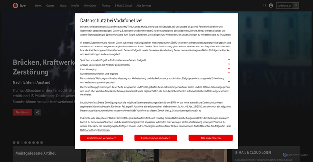 Security scan screenshot of https://arcor.de