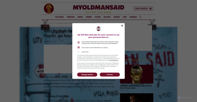 Security scan screenshot of https://myoldmansaid.com/villas-big-week-donyell-malen-signed-fa-cup-progress-and-away-curse-broken/
