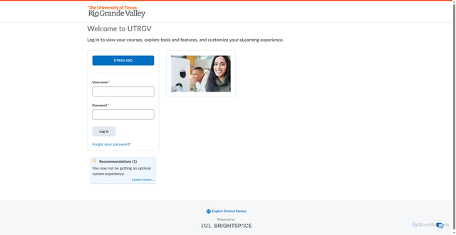 Security scan screenshot of https://brightspace.utrgv.edu