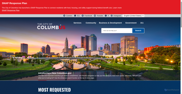 Security scan screenshot of https://www.columbus.gov/