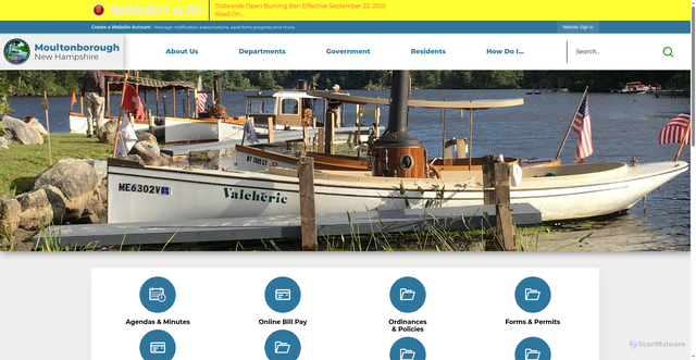 Security scan screenshot of https://moultonboroughnh.gov/