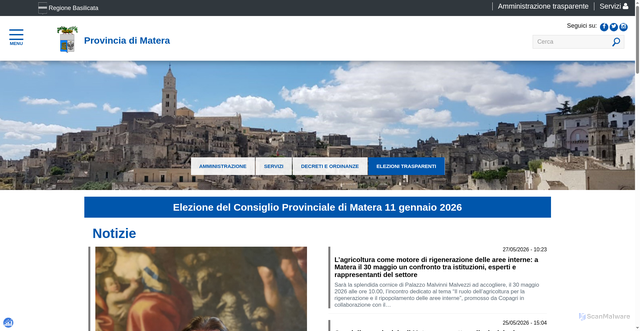 Security scan screenshot of https://www.provincia.matera.it