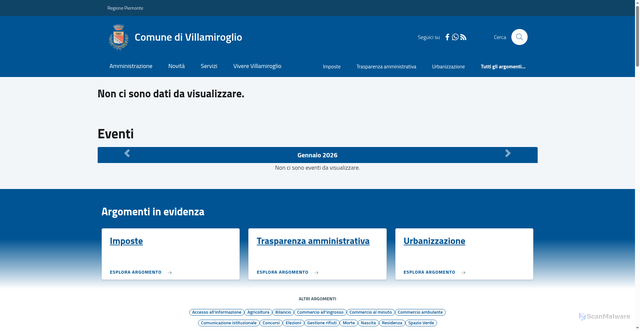 Security scan screenshot of https://www.comune.villamiroglio.al.it/