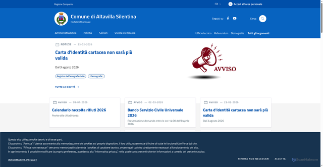Security scan screenshot of https://www.comune.altavillasilentina.sa.it/