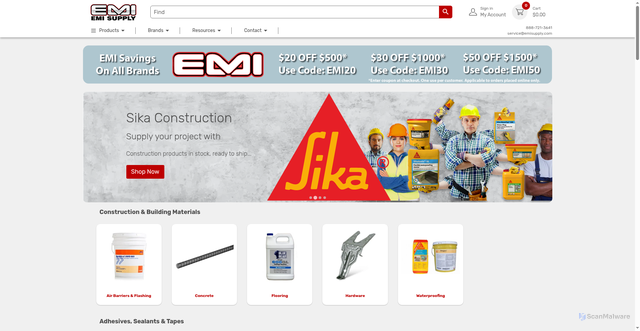 Security scan screenshot of https://emisupply.com
