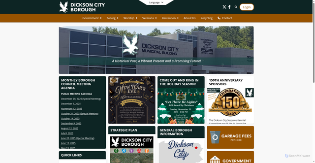 Security scan screenshot of https://www.dicksoncity-pa.gov/en-US