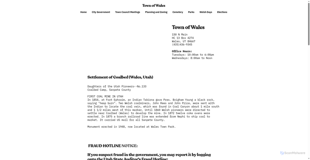 Security scan screenshot of https://www.walesutah.gov/