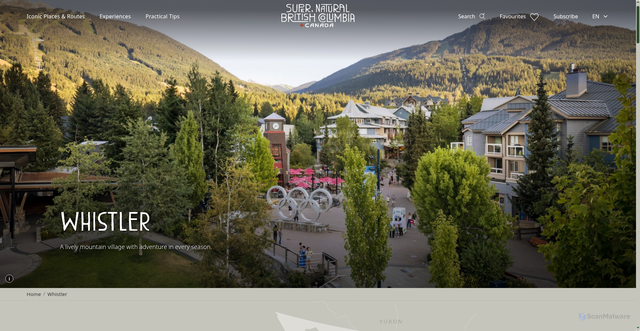 Security scan screenshot of https://www.supernaturalbc.com/places-routes/explore/whistler/