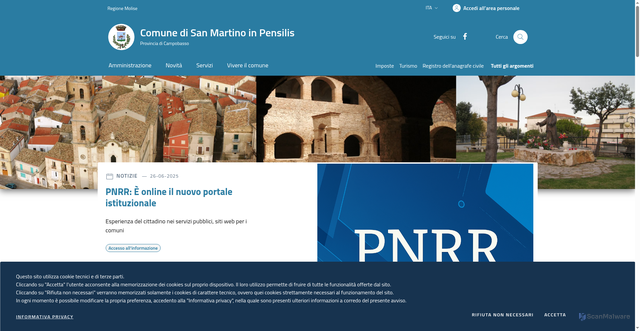 Security scan screenshot of https://www.comune.sanmartinoinpensilis.cb.it/
