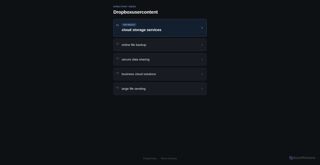 Security scan screenshot of https://dropboxusercontent.co