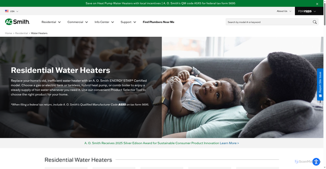 Security scan screenshot of https://www.hotwater.com/residential/water-heaters/